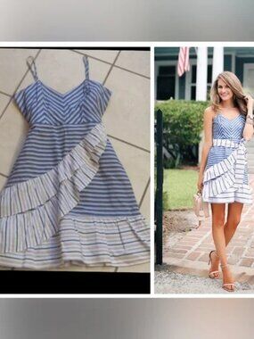 Parker Brooklyn Striped Ruffle mini dress size 4